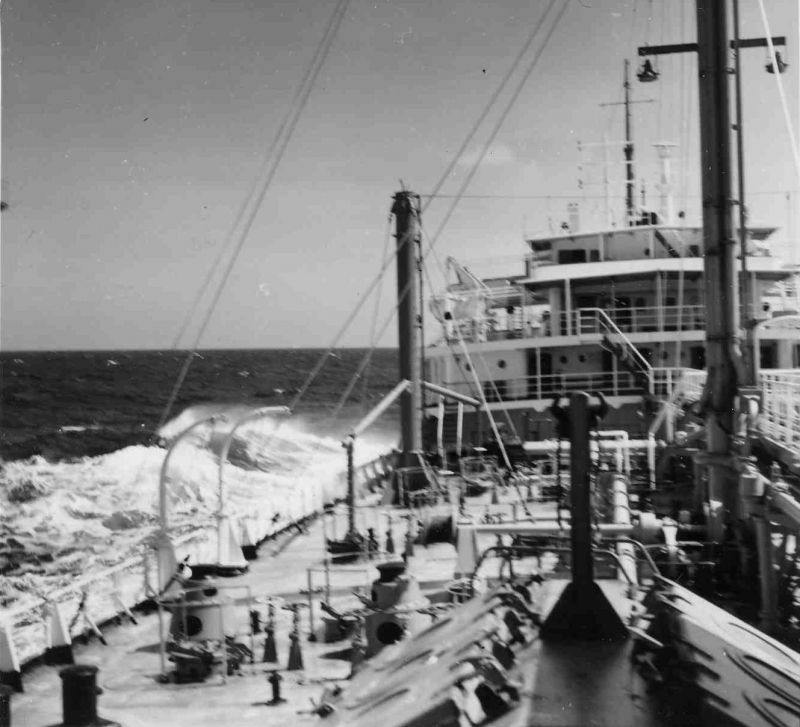 NEVERITA at sea --- during her 11 month charter to Dutch Shell Tankers N.V. before being laid up in the River Blackwater. Date: c1961.